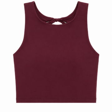 Burgundy High Neck Sleeveless Crop Top