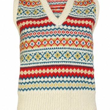 Cream Fair Isle Knit Sweater Vest with Multicolor Pattern