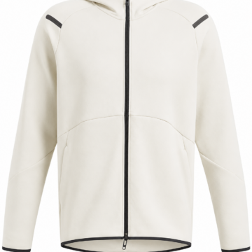 Off-White Full-Zip Hoodie with Black Contrast Trim