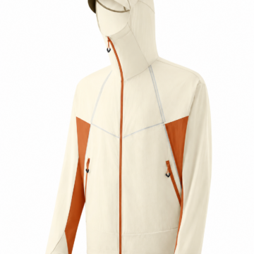 Off-White and Rust-Orange Hooded Windbreaker Jacket