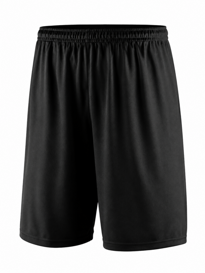Black Relaxed Elastic Waist Athletic Shorts