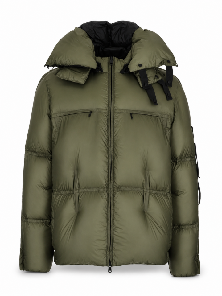 Olive Green Quilted Hooded Puffer Jacket