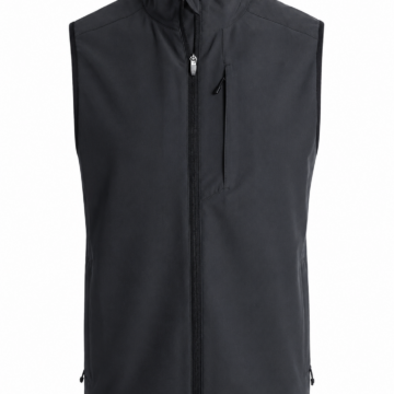 Black Sleeveless Stand Collar Zip Vest