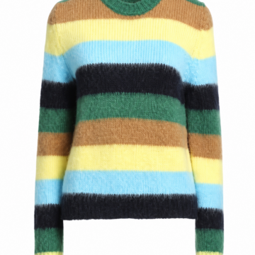 Multicolor Stripe Fuzzy Crew Neck Sweater