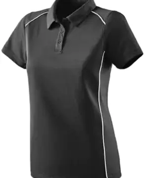 Dark Gray Short-Sleeve Polo Shirt with White Piping