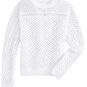White Open-Knit Eyelet Detail Sweater