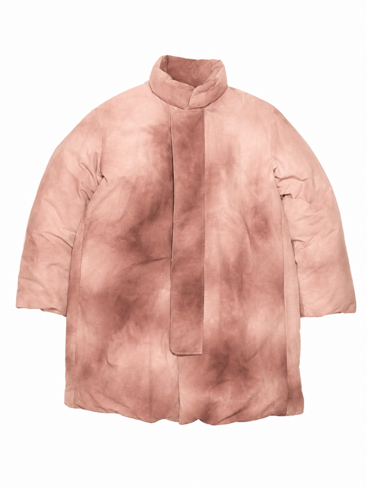 Dusty Pink Tie-Dye Cocoon Puffer Coat