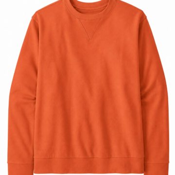 Solid Orange Long-Sleeve Crewneck Sweatshirt with Relaxed Fit