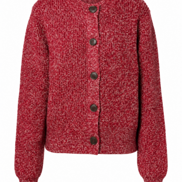 Deep Red Marled Knit Cardigan