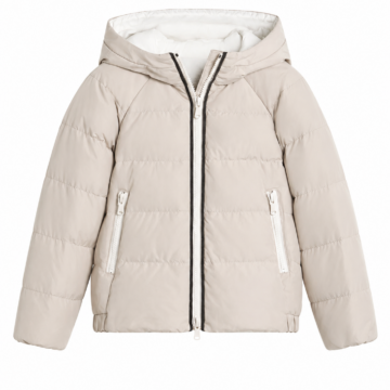 Light Beige Hooded Quilted Puffer Jacket