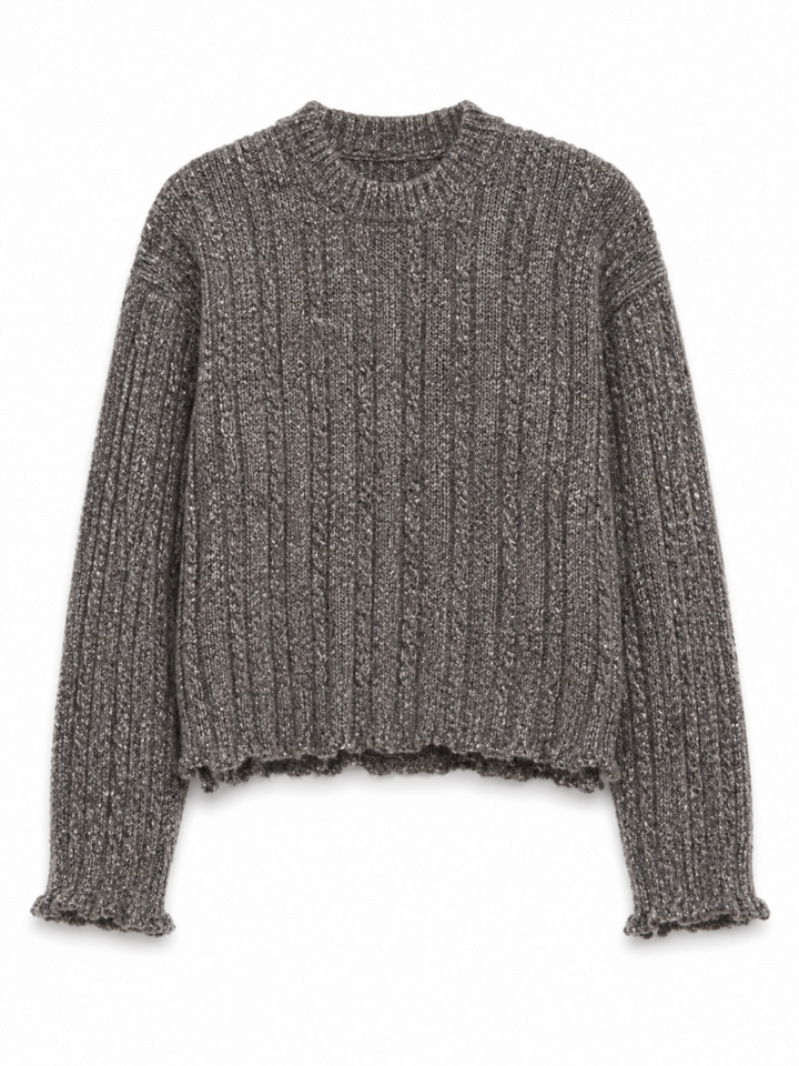 Heathered Grey Cropped Knit Sweater