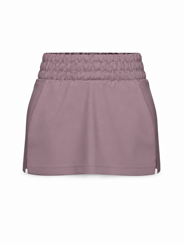 Dusty Purple Smocked Waist Mini Skirt with Side Slit