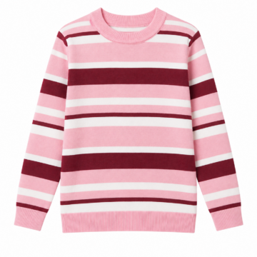 Multicolor Striped Relaxed Fit Crew Neck Sweater