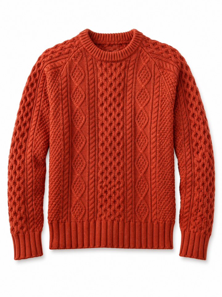 Rust Orange Cable Knit Sweater