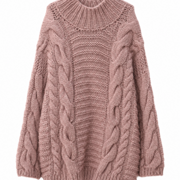 Dusty Rose Chunky Cable Knit Pullover Sweater