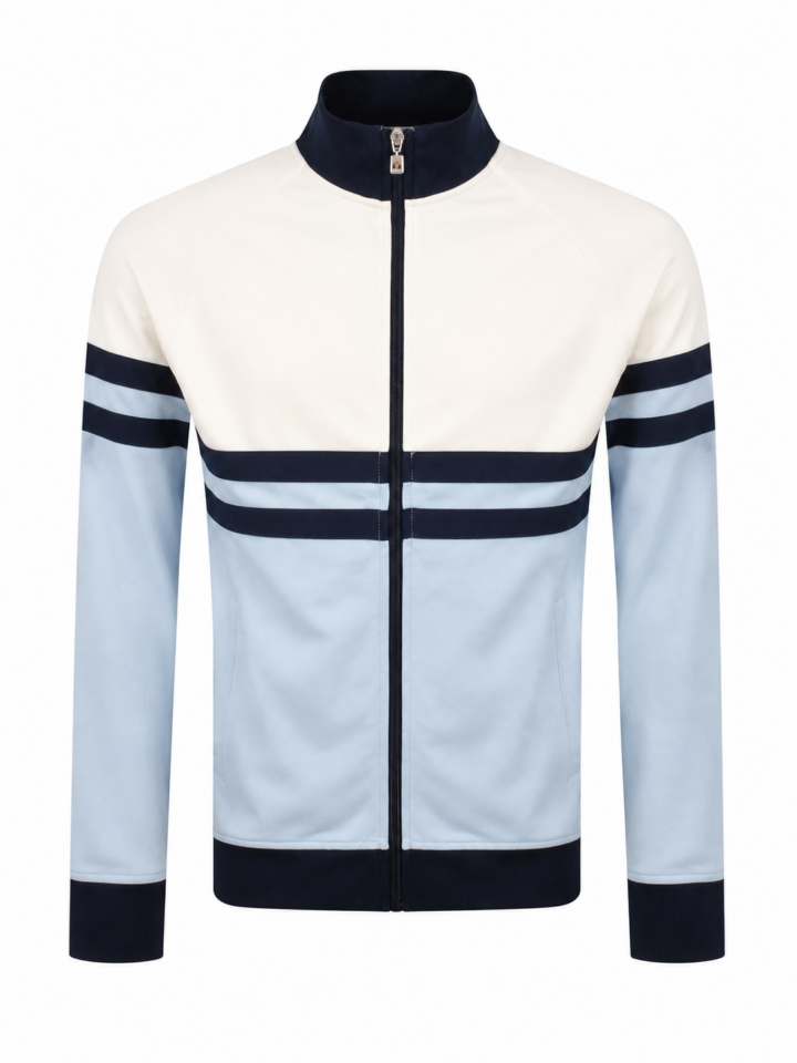 Color-Block White Light Blue Navy Track Jacket