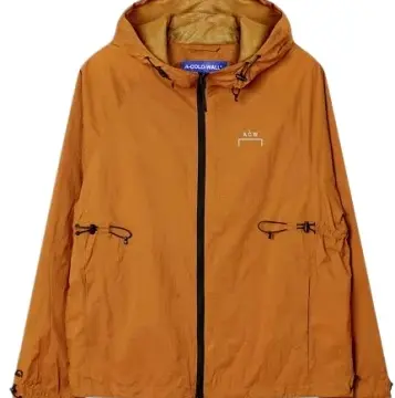 Burnt Orange Hooded Windbreaker Jacket with Adjustable Drawcords