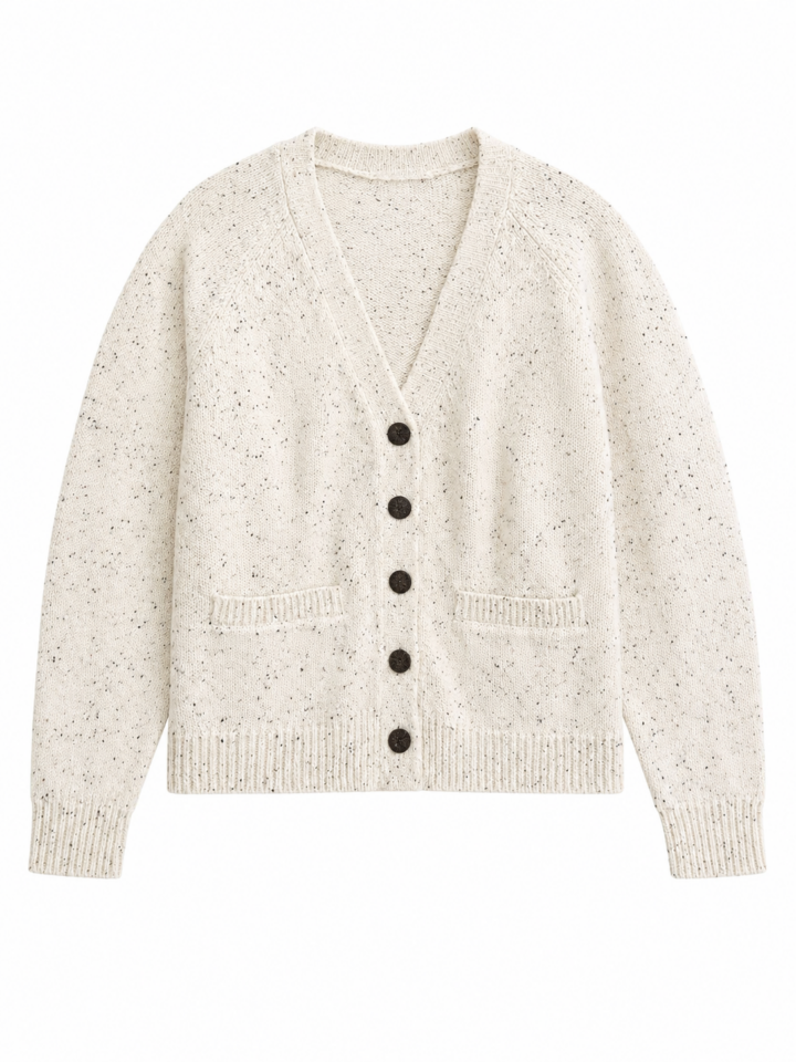 Off-White Donegal Cardigan with Pockets