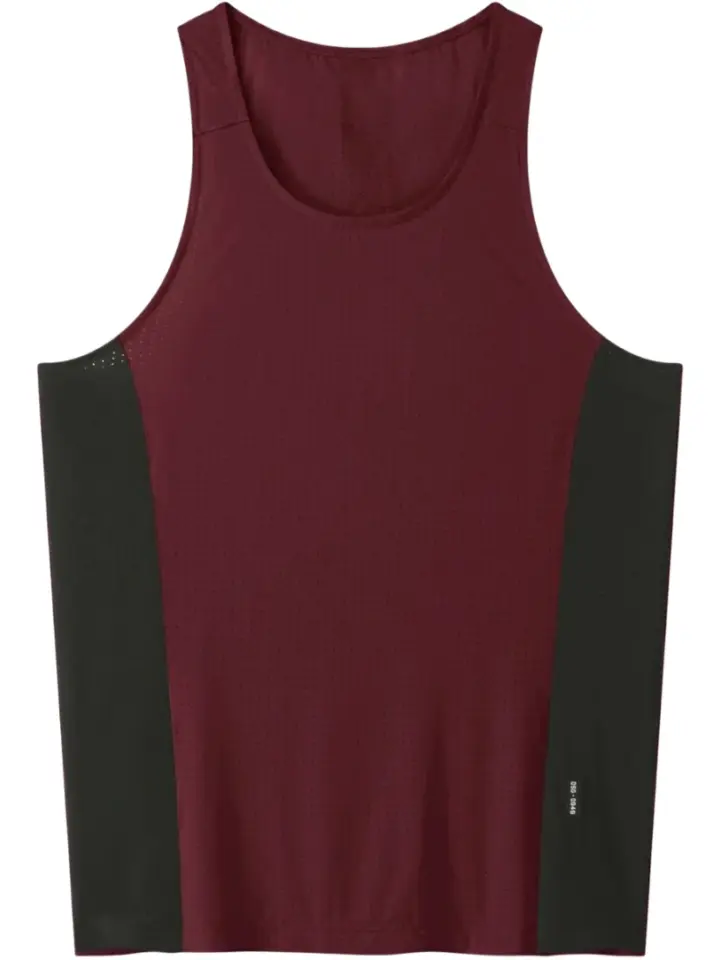Burgundy Sleeveless Tank Top with Green Side Panels