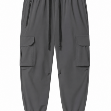 Grey Relaxed Tapered Cargo Jogger Pants