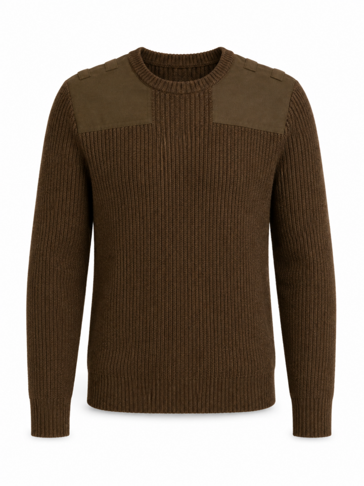 Olive Brown Chunky Rib Knit Sweater