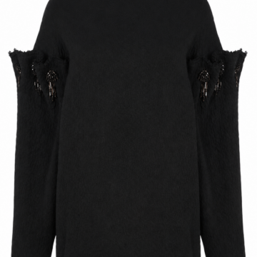 Black Relaxed Cut-Out Sleeve Sweater