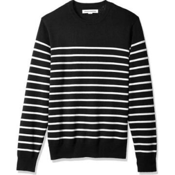 Black White Striped Crewneck Sweater