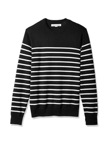 Black White Striped Crewneck Sweater