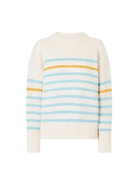 Cream Striped Crewneck Sweater